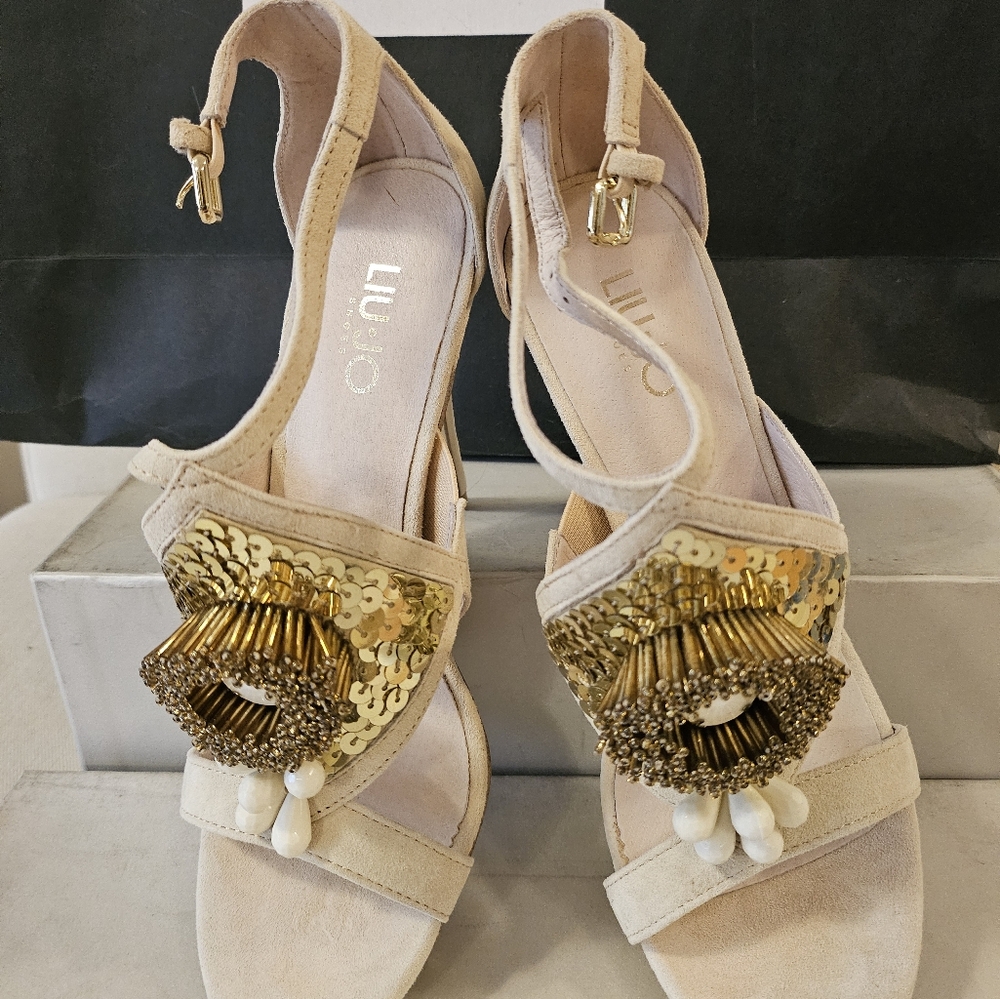 Women's Gold and Cream Heels